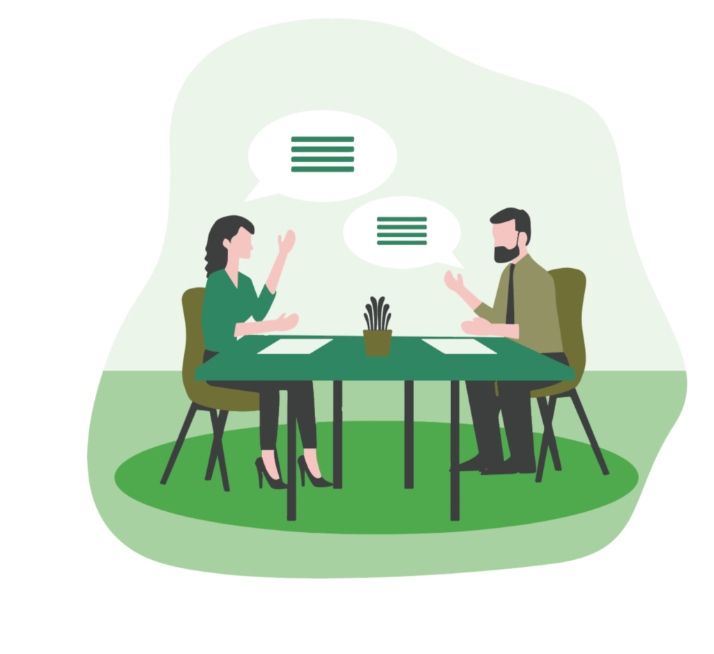 A financial advisor chatting with a client about thier financial goals